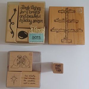 New Xmas Christmas Rubber Stamp Dots How Silently Nativity Special Occation Tree